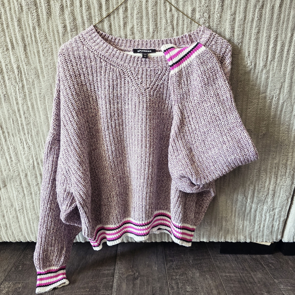Express Lavender Knit Sweater with Pink Accents